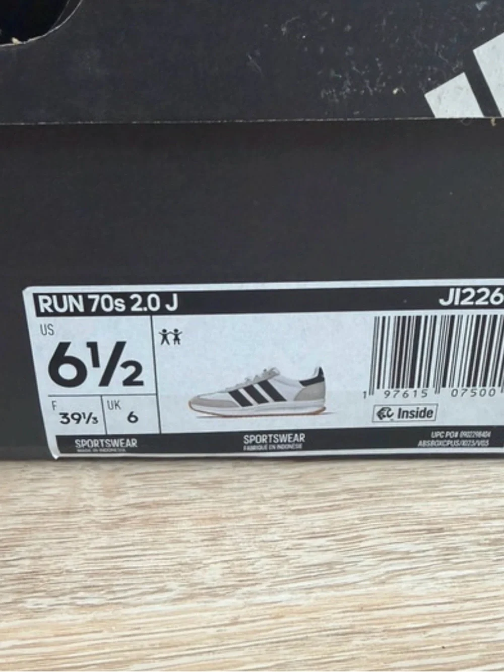 adidas Run 70s 2.0 J White, Black & Gum Casual Sneakers